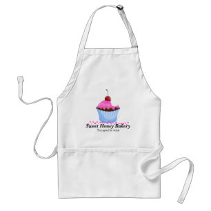 Tablier Cute Cupcake Rose Avec Cerise Espace Personnalisé