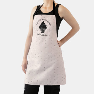 Tablier Cute Cupcake Rose Noir Personnalisé Cuisiné Avec A