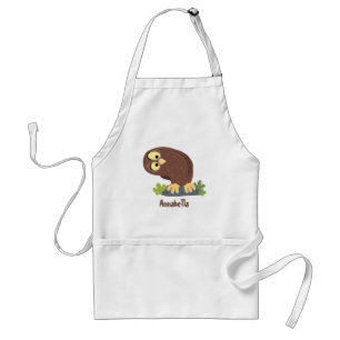 Tablier Cute curious funny brown owl cartoon illustration