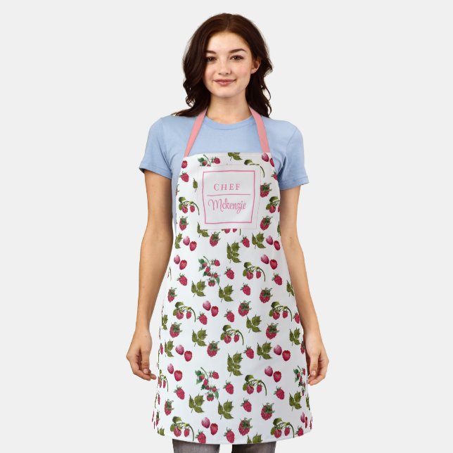 Tablier Cute Cute Cute Raspberry Chef femme (Porté)