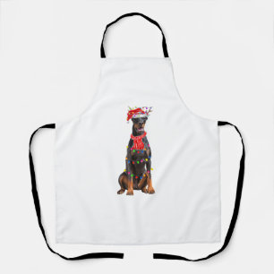 Tablier Cute Doberman feux d'arbre de Noël Amoureux des ch