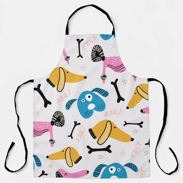 Tablier Cute dog pattern with baby animal face drawing sca (Recto)
