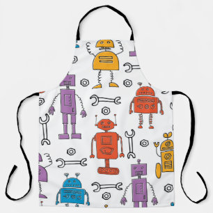 Tablier Cute doodle robots. Seamless pattern. Cartoon char