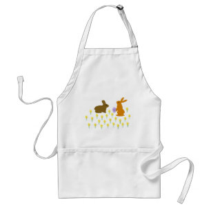 Tablier Cute Easter Bunnies and Daffodils Adult Apron
