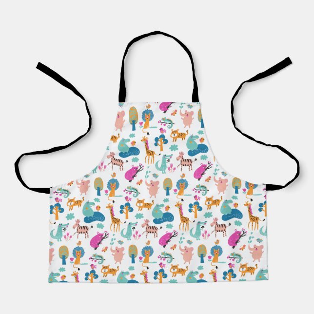 Tablier Cute et colorée Jungle Animaux Motif (Recto)