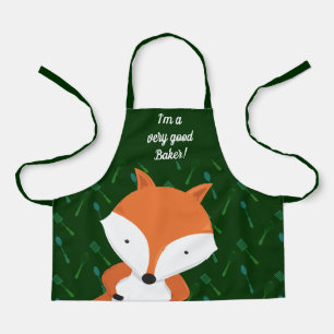 Tablier Cute Fox Green Baker Apron