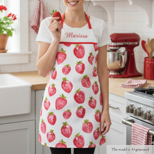 Tablier Cute fraise Nom personnalisé Apron