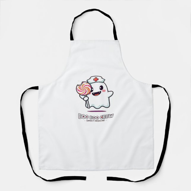 Tablier Cute Ghost Nurse Boo Boo Crew Halloween classique  (Recto)