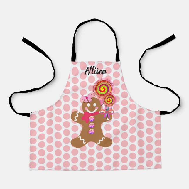 Tablier Cute Gingerbread Girl Cuisinière personnalisée Enf (Recto)