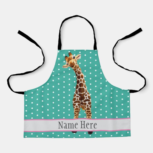 Tablier Cute Giraffe Safari Animal Jungle Nom Motif (Recto)