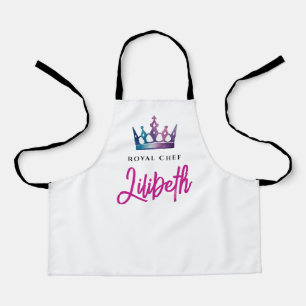 Tablier Cute Girl Princess Crown Chef royal Script moderne