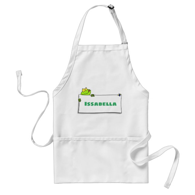 Tablier Cute green frog sign cartoon illustration (Devant)