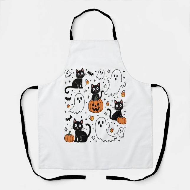 Tablier Cute Halloween Ghost Boo Cat (Recto)