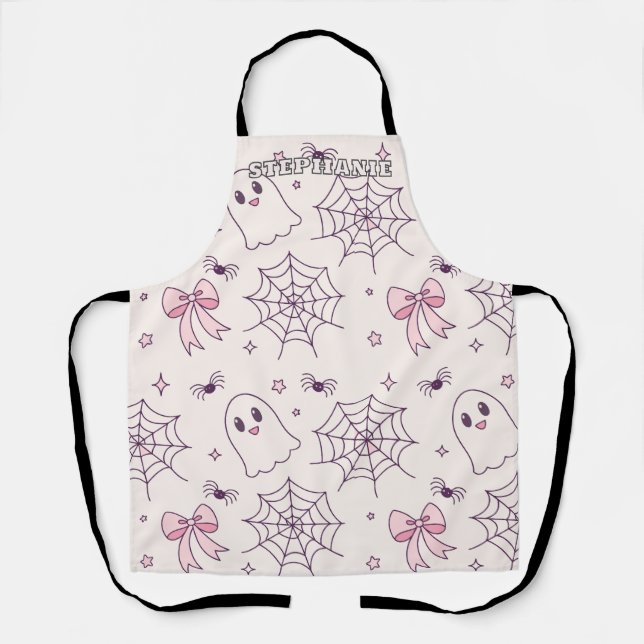Tablier Cute Halloween Ghost & Spiderweb Motif (Recto)