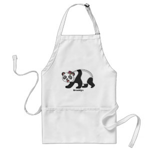 Tablier Cute happy panda bear with flower cartoon