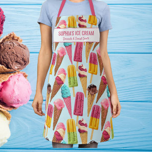Tablier Cute Ice Cream Cone Popsicle Texte Personnalisé Es