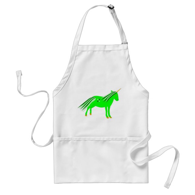 Tablier Cute Irish Green et Gold Unicorn (Devant)