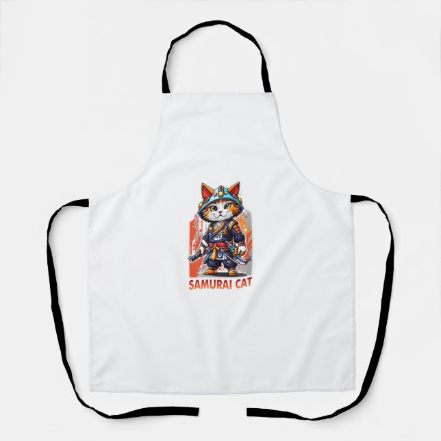 Tablier Cute Japonaise Samurai Ninja Chat Kawaii Chemise (Recto)