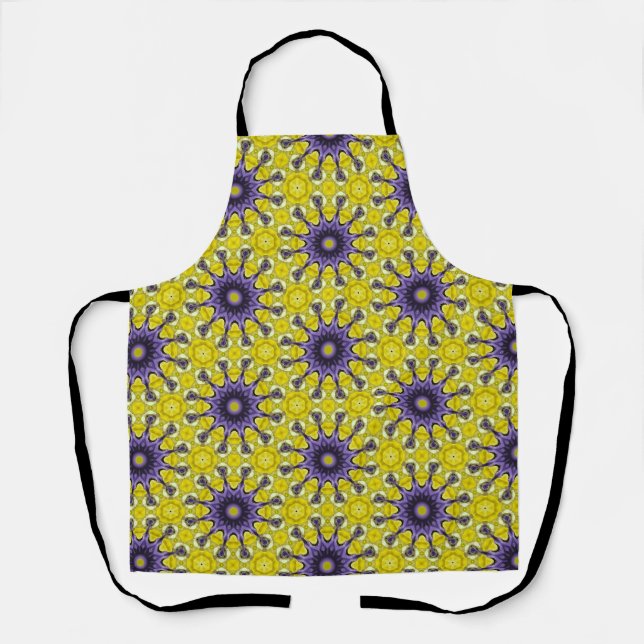 Tablier Cute jaune violet kaléidoscope Motif géométrique (Recto)
