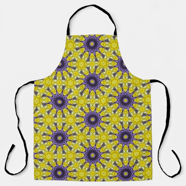 Tablier Cute jaune violet kaléidoscope Motif géométrique (Recto)