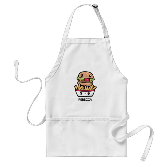 Tablier Cute Junk Food burger and fries (Devant)