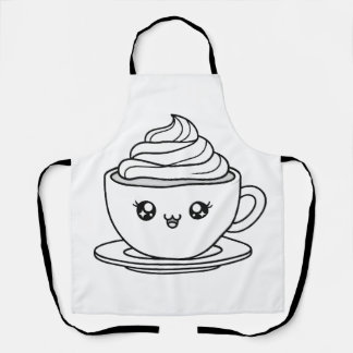 Tablier Cute Kawaii Coffee Cup Illustration