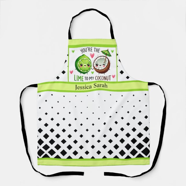 Tablier Cute Kawaii Limes et noix de coco (Recto)