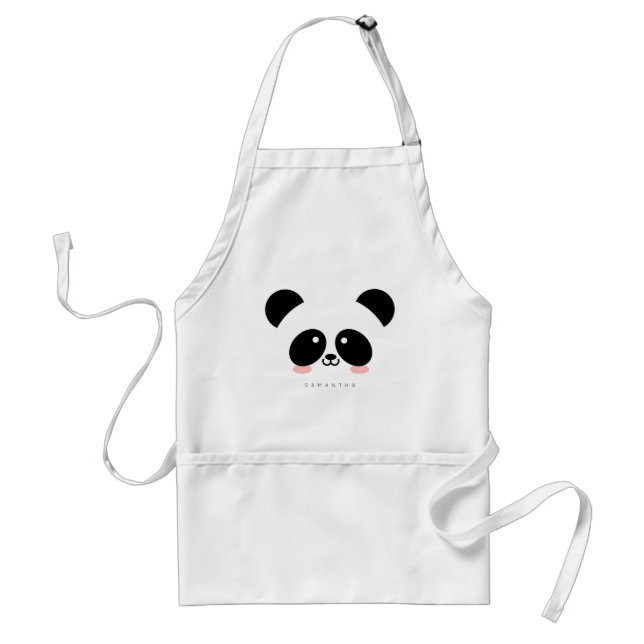 Tablier Cute Kawaii Panda| Ajouter votre nom (Devant)