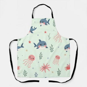 Tablier Cute Kawaii Pastel Ocean Animaux Motif