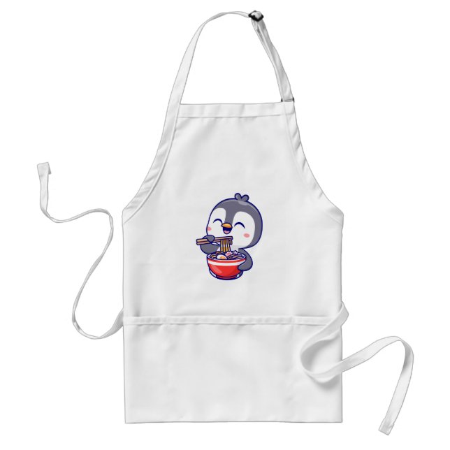Tablier Cute Kawaii Penguin Eating Ramen Bowl (Devant)