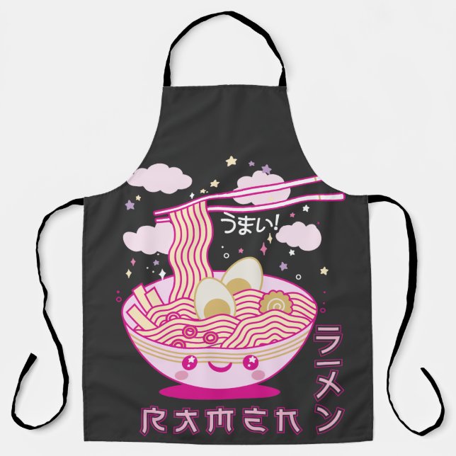 Tablier Cute Kawaii Ramen Anime nouilles Ramen Filles, Ado (Recto)