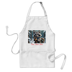 Tablier Cute Kawaii style Raccoon avec cône crème de pin