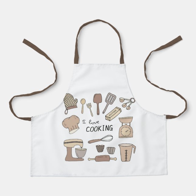 Tablier Cute Kids Apron Amour Cuisine Cuisine Amusante (Recto)