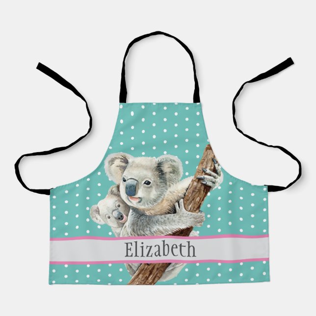 Tablier Cute Koala Nom de famille Enfants Animal Motif Apr (Recto)