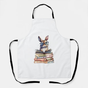 Tablier Cute Lecture Bunny Avec Lunettes Livres Vêtements