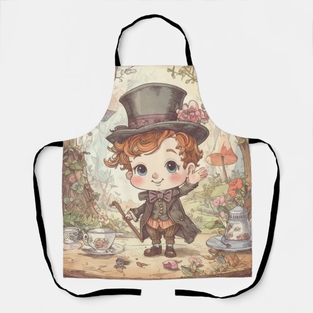 Tablier Cute Mad Hatter Whimsical Wonderland Woodland Art (Recto)
