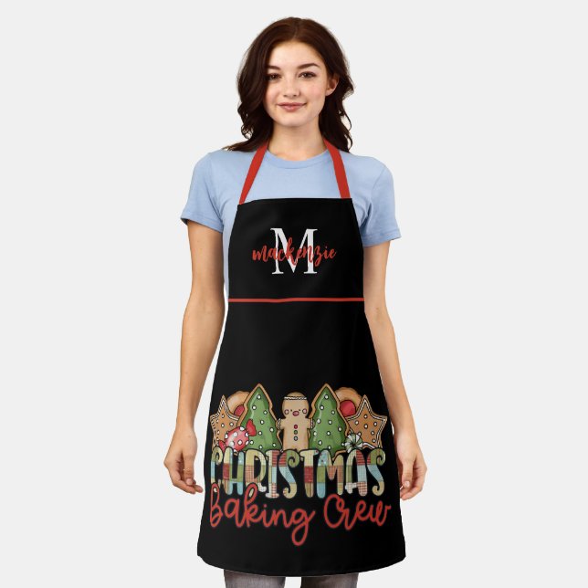 Tablier Cute Monogramme Baking Christmas Crew Apron (Porté)