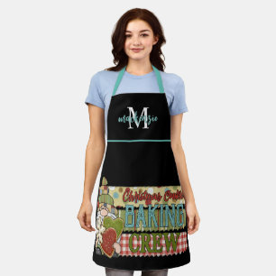 Tablier Cute Monogramme Baking Christmas Crew Apron