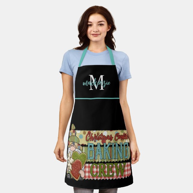 Tablier Cute Monogramme Baking Christmas Crew Apron (Porté)