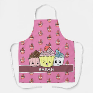 Tablier Cute Motif Cupcake Kawaii Pink Baker Rose Gold