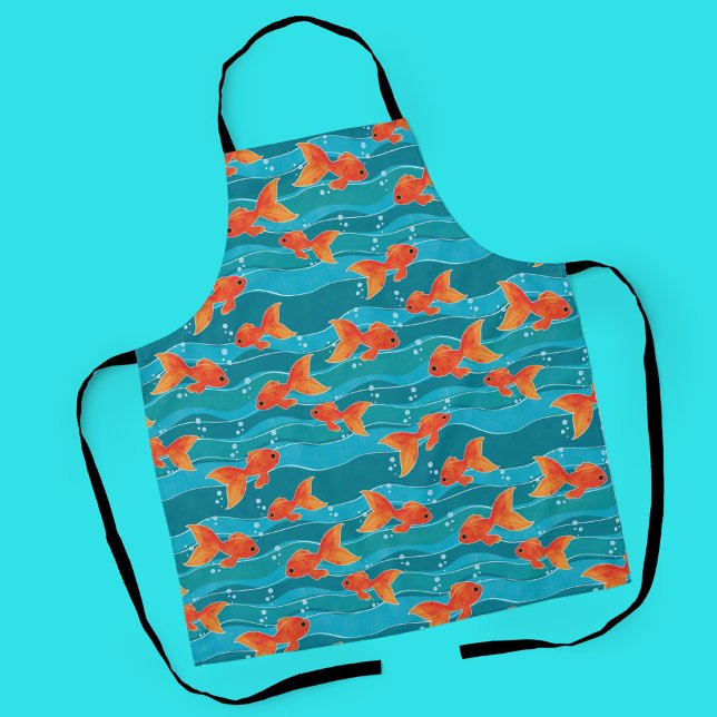 Tablier Cute Motif de natation Goldfish & Water (Swimming Goldfish Pattern Apron)
