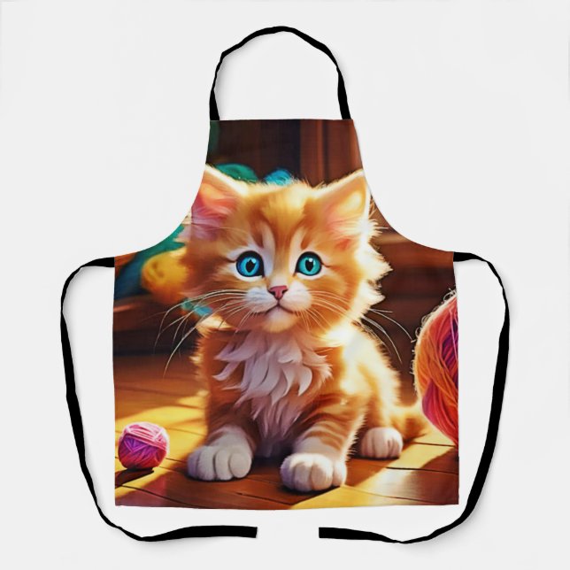 Tablier Cute Orange Kitten Art (Recto)