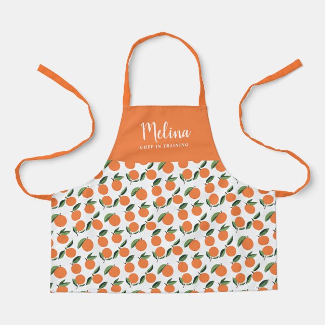 Tablier Cute Oranges Motifs Filles Chef en formation (Recto)