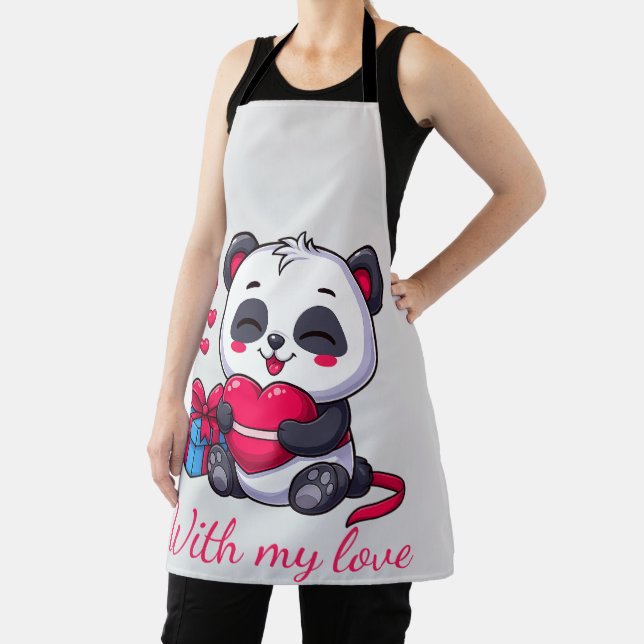 Tablier Cute Panda Hugging Heart (Insitu)