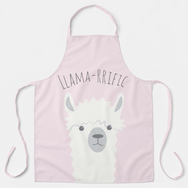 Tablier Cute Peek-a-boo Llama Llama-rrific rose drôle (Recto)