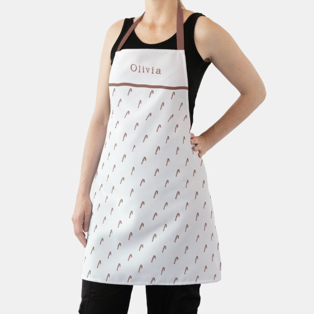 Tablier Cute Personalised Candy Cane Pattern Apron (Insitu)
