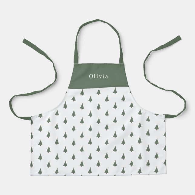Tablier Cute Personalised Christmas Trees Pattern Apron (Recto)