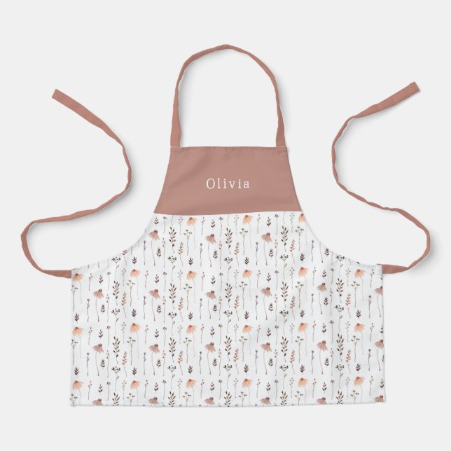 Tablier Cute Personalised Floral Botanical Pattern Apron (Recto)