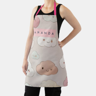 Tablier Cute personnalisée Kawaii Pastel Nuages souriants