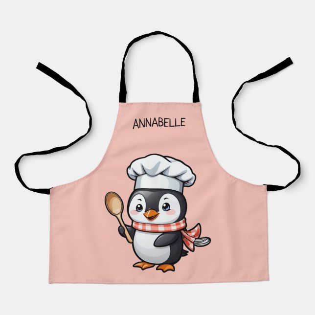 Tablier Cute Pingouin Chef Personnaliser L'Espace Enfant (Recto)